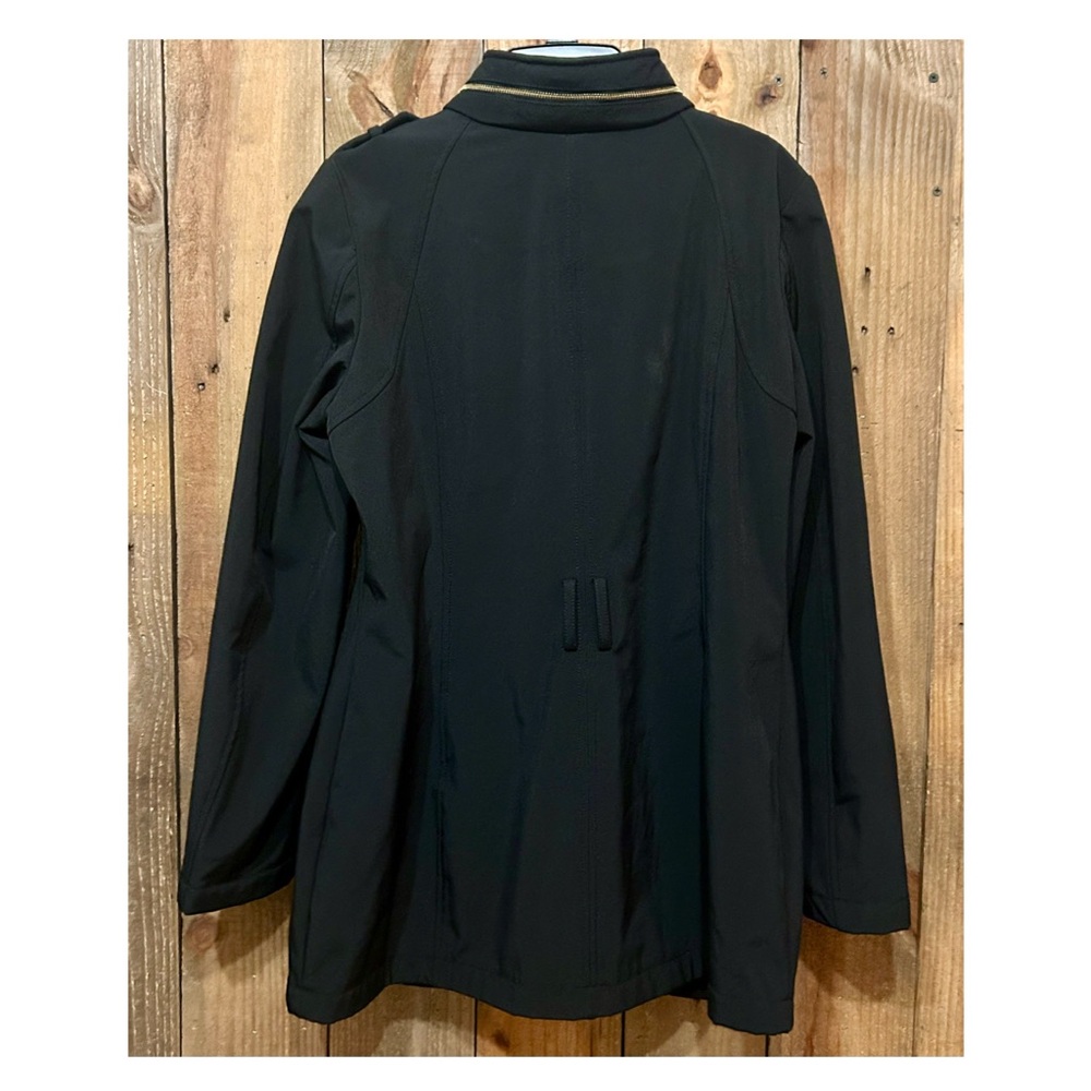 Michael Kors Black Asymmetrical Zip Trench Coat. Women’s Size Medium. - Picture 14 of 16